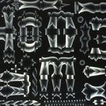 White abstract calligraphy on black paper