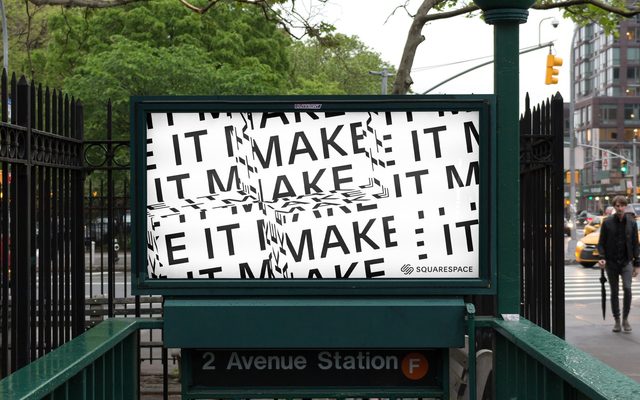 A black and white designed sign reading 