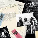 A collage of historical musical paperwork including sheet music, photos of artists, lyrics, Walker concert tickets, and articles.